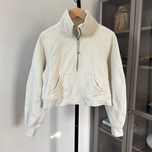 Lululemon Scuba Oversized Half Zip Funnel Neck Bone Neutral Sweatshirt XS S 1/2 - Picture 2 of 8